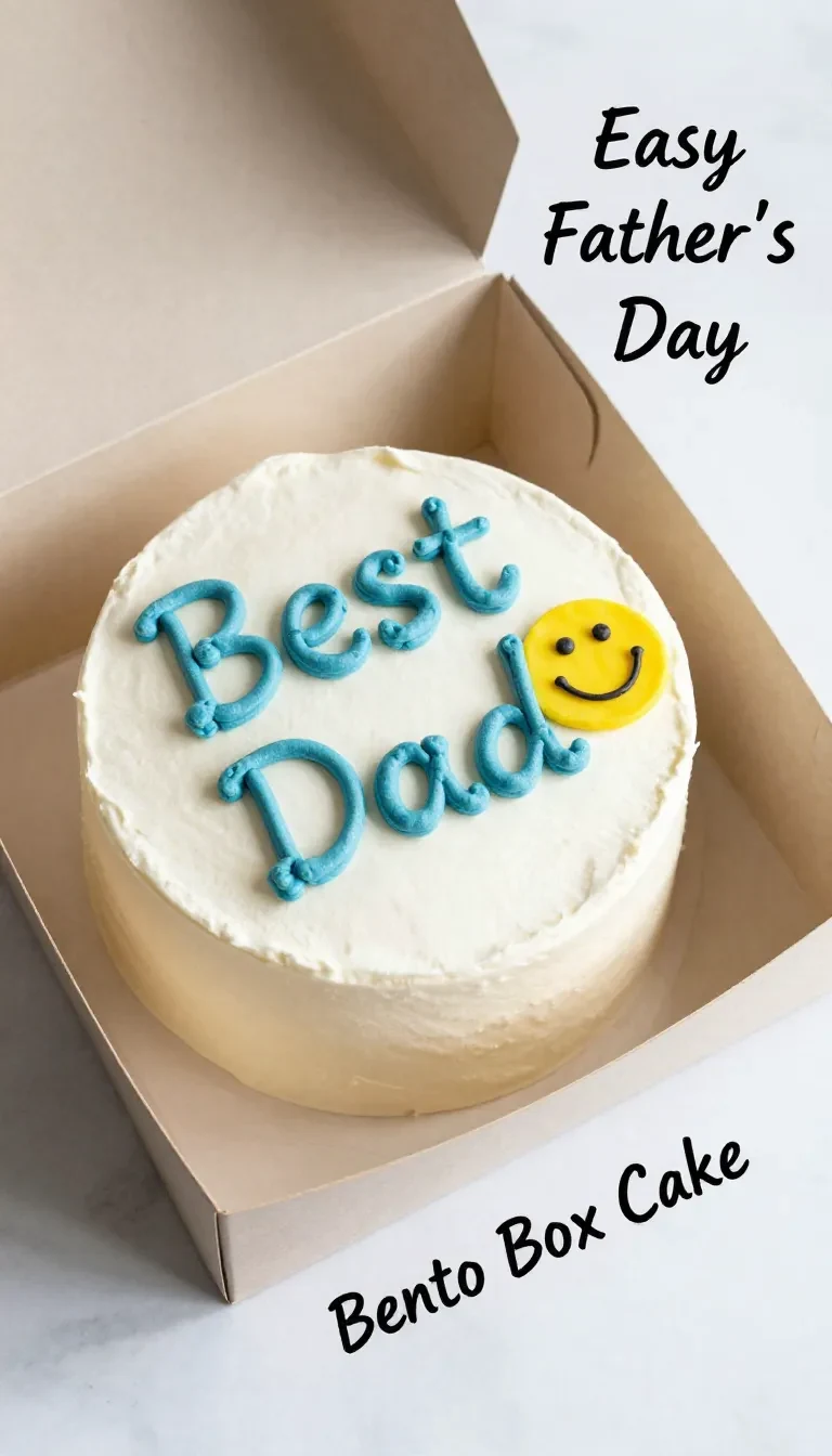 A beautifully crafted Father's Day bento cake with 'Best Dad Ever' written on top.