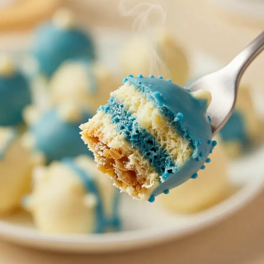 Blue and white cake pops decorated for Father's Day in a treat box.