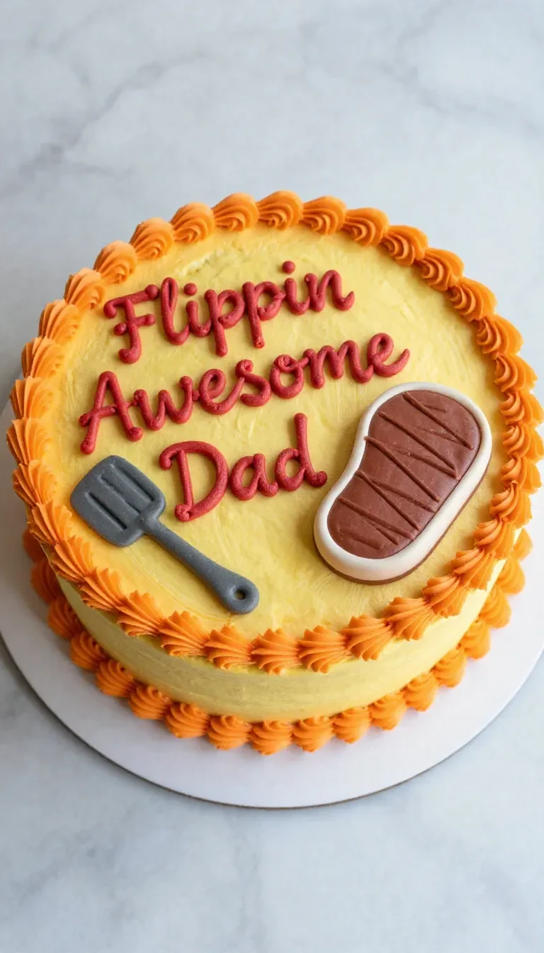 A beautifully decorated Father's Day cake with 'Happy Father's Day' written in icing.