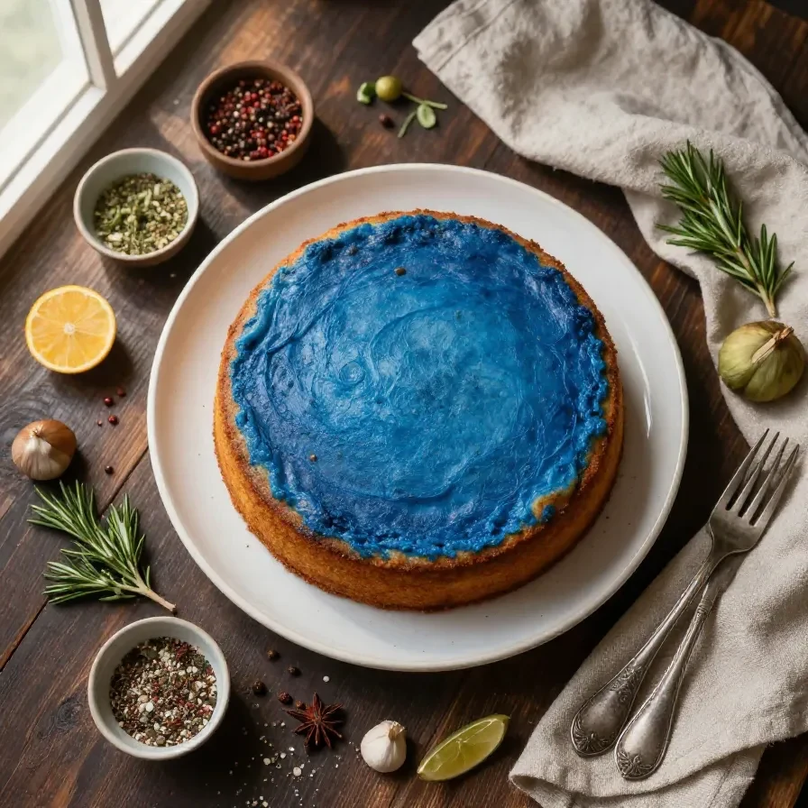 A beautifully decorated blue cake with 'Happy Father's Day' written on top.