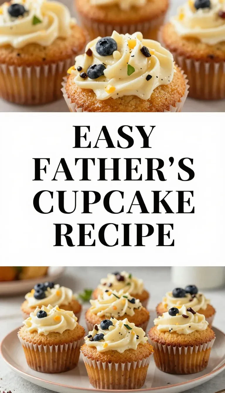 A plate of colorful cupcakes decorated for Father's Day celebration.