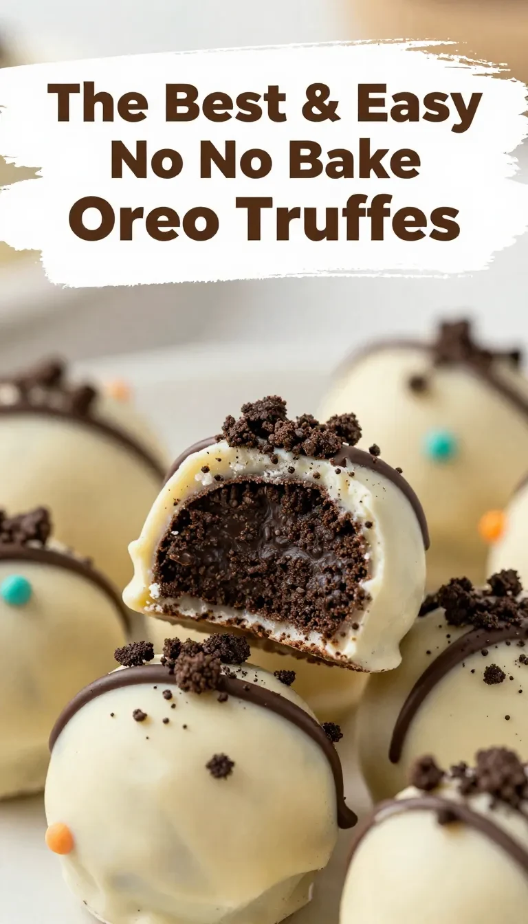 Close-up of no bake Oreo truffles arranged on a white plate.
