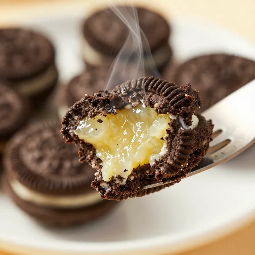 A plate of homemade Oreo truffles covered in chocolate, arranged neatly on a white dish.